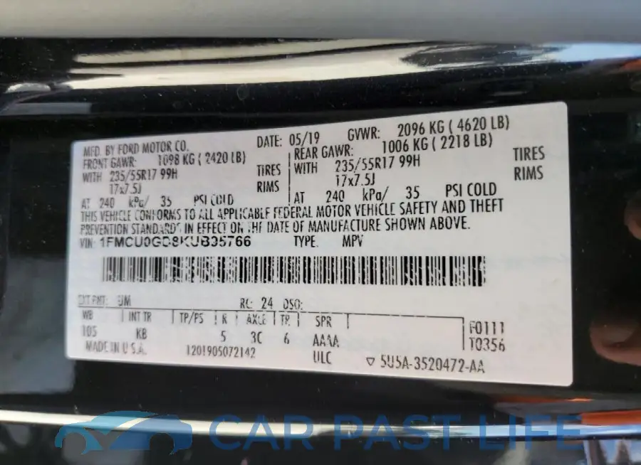 1FMCU0GD8KUB95766# 13
