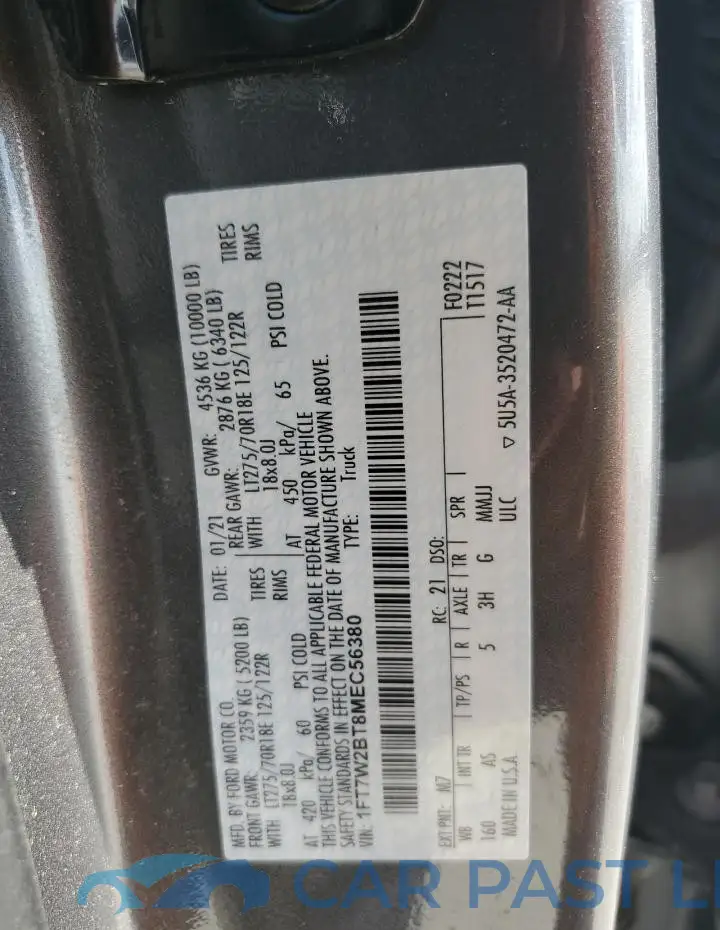 1FT7W2BT8MEC56380# 12