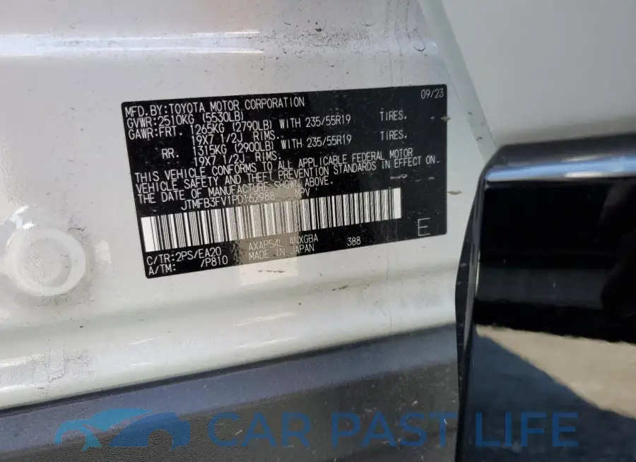 JTMFB3FV1PD162988# 13