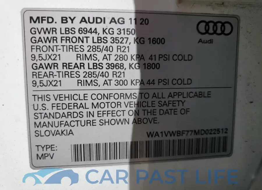 WA1VWBF77MD022512# 13