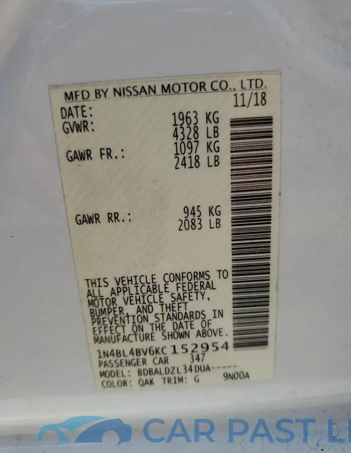 1N4BL4BV6KC152954# 12