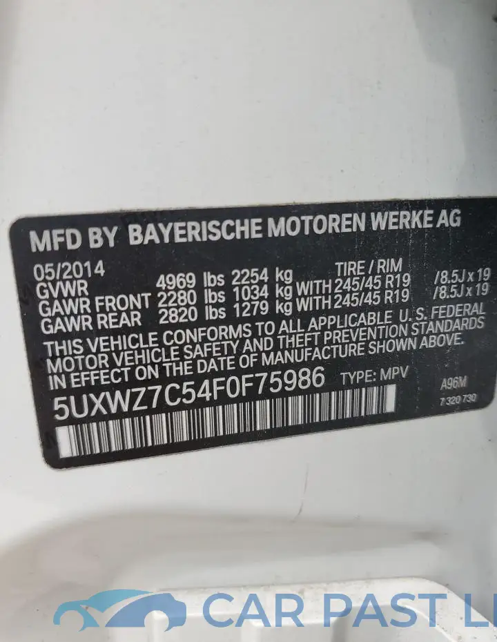 5UXWZ7C54F0F75986# 14