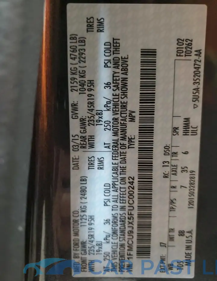 1FMCU9JX5FUC00242# 13