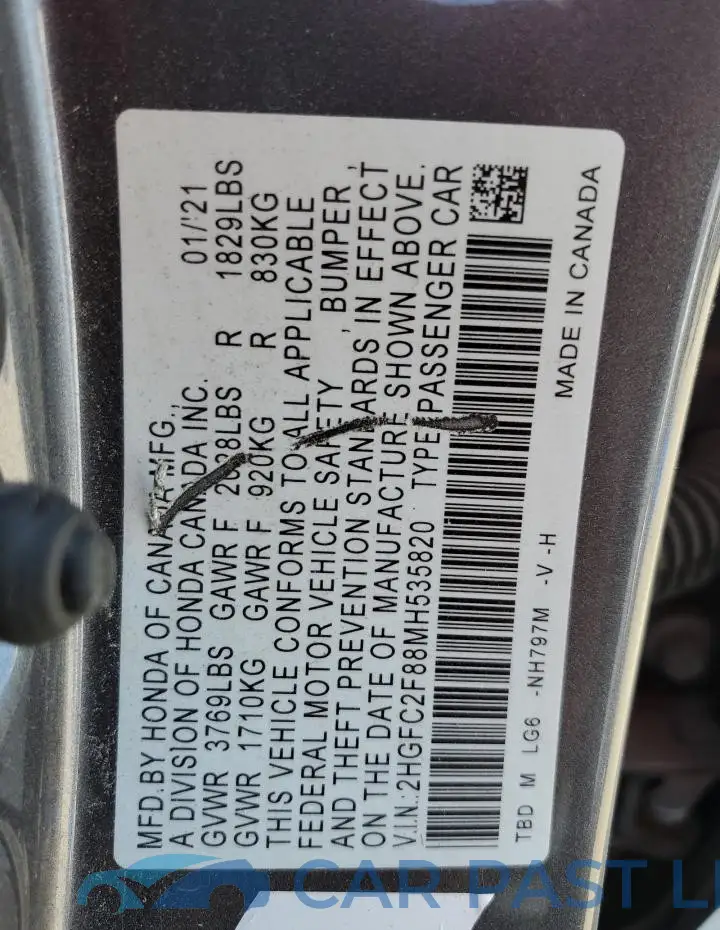 2HGFC2F88MH535820# 12