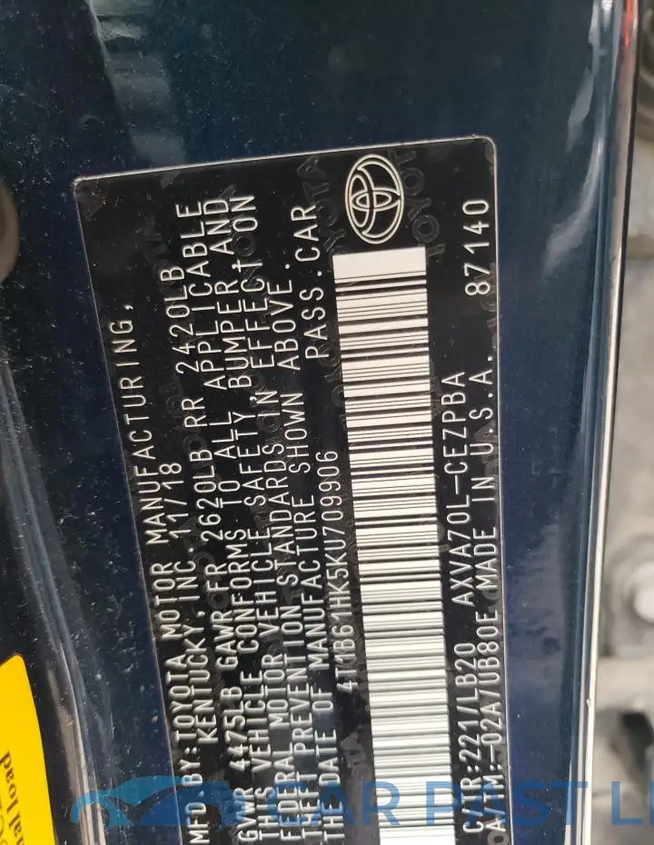 4T1B61HK5KU709906# 12