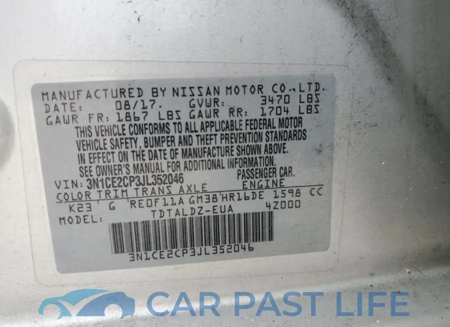 3N1CE2CP3JL352046# 12