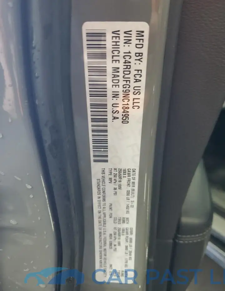 1C4RDJFG9NC184950# 13