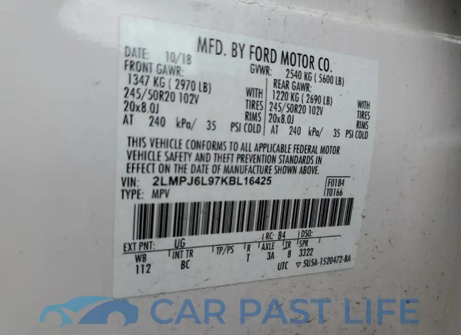 2LMPJ6L97KBL16425# 12