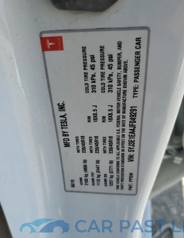 5YJ3E1EA4JF049291# 13