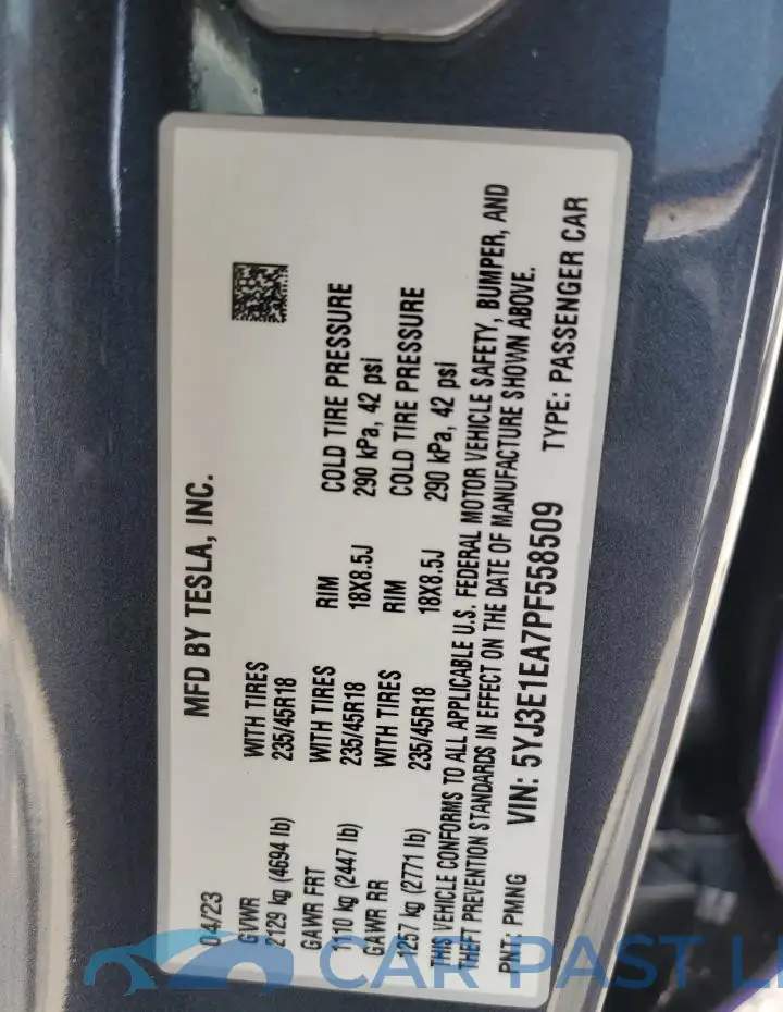 5YJ3E1EA7PF558509# 12