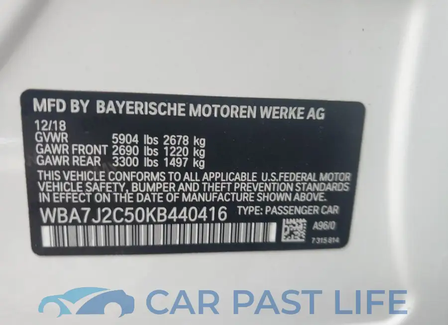 WBA7J2C50KB440416# 12