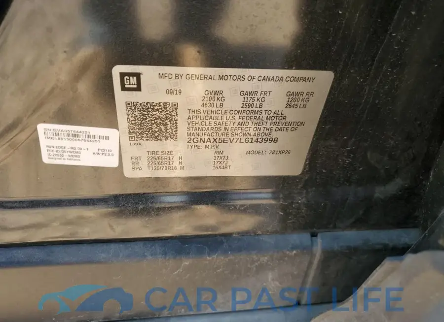 2GNAX5EV7L6143998# 12