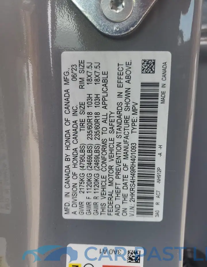 2HKRS4H49RH401093# 13