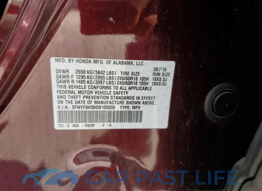 5FNYF6H56GB105030# 13