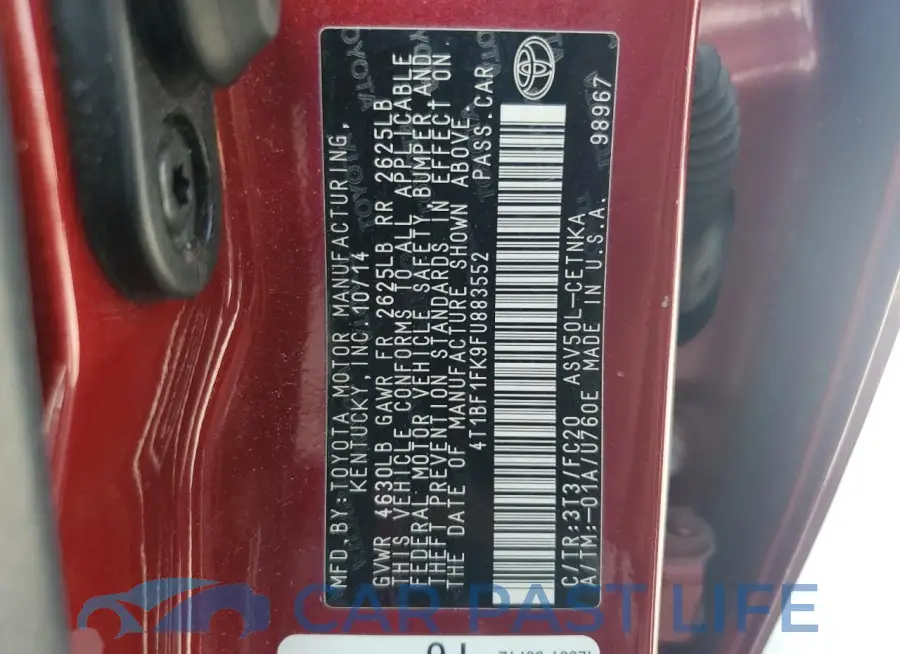4T1BF1FK9FU883552# 12