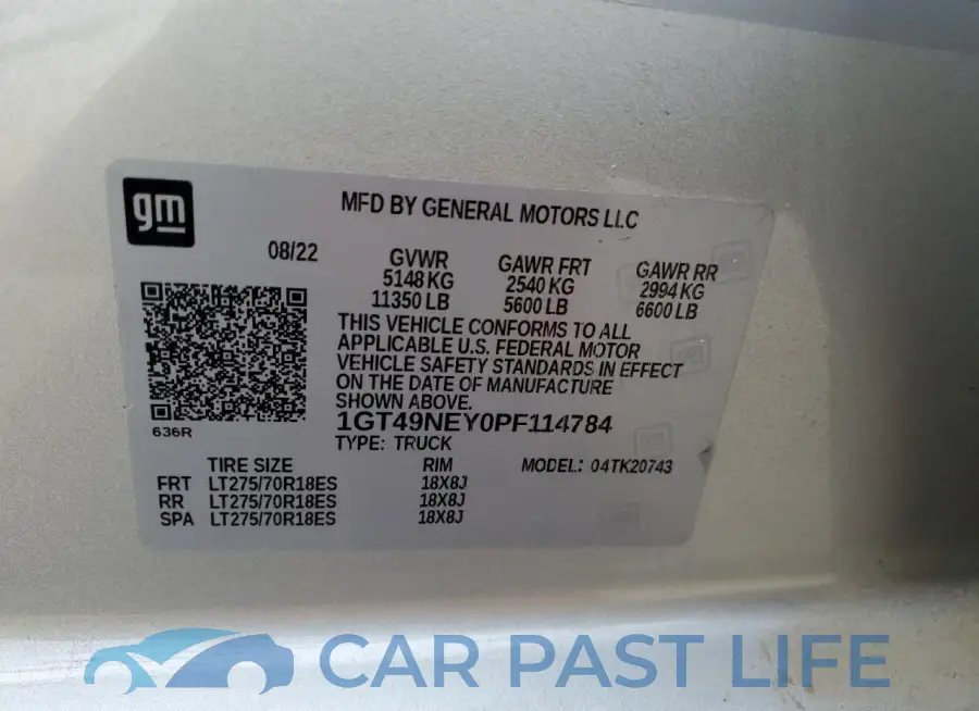 1GT49NEY0PF114784# 12