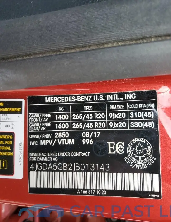 4JGDA5GB2JB013143# 14