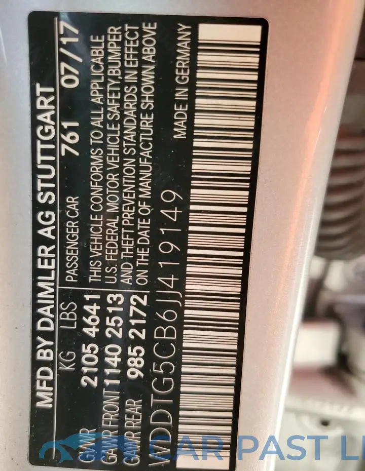 WDDTG5CB6JJ419149# 12