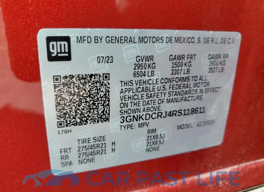 3GNKDCRJ4RS118611# 13