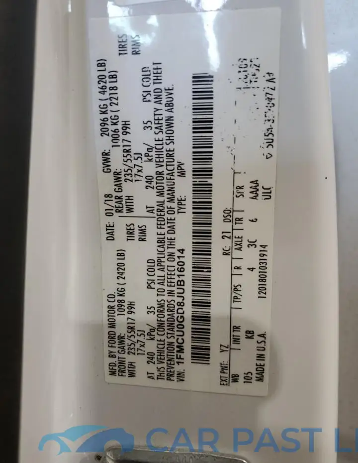 1FMCU0GD8JUB16014# 13