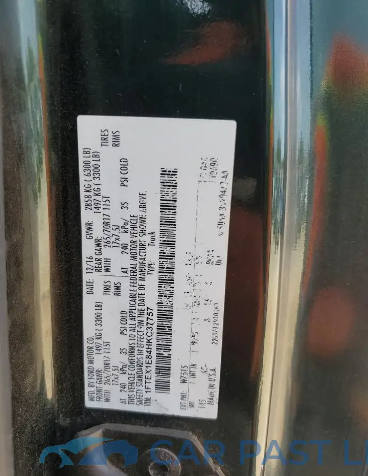 1FTEX1E84HKC37757# 12