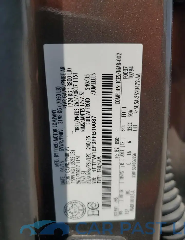 1FTFW1EF3FFB10087# 12