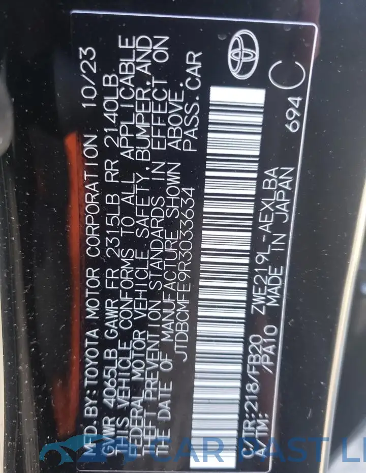 JTDBCMFE9R3033634# 12
