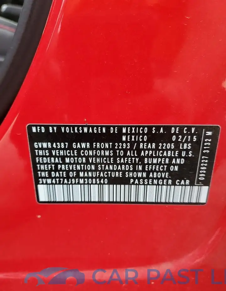 3VW4T7AJ9FM308540# 12