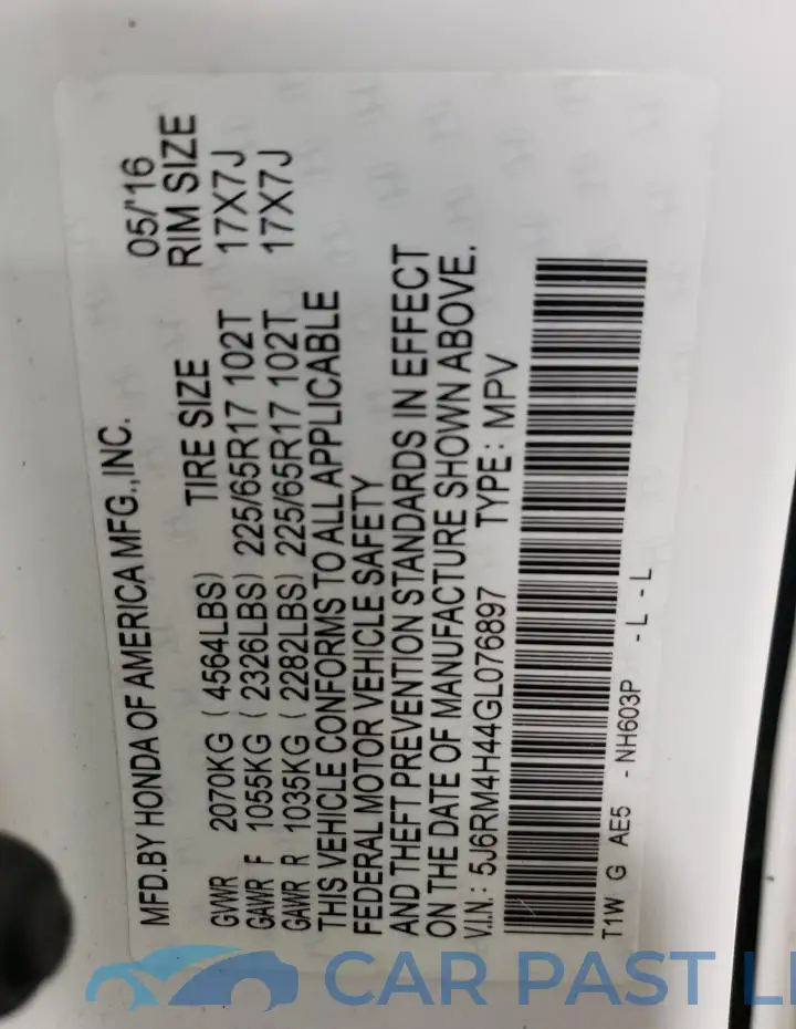 5J6RM4H44GL076897# 14