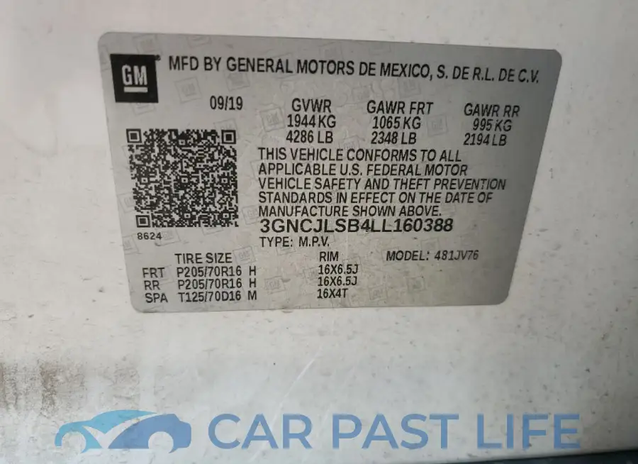 3GNCJLSB4LL160388# 13