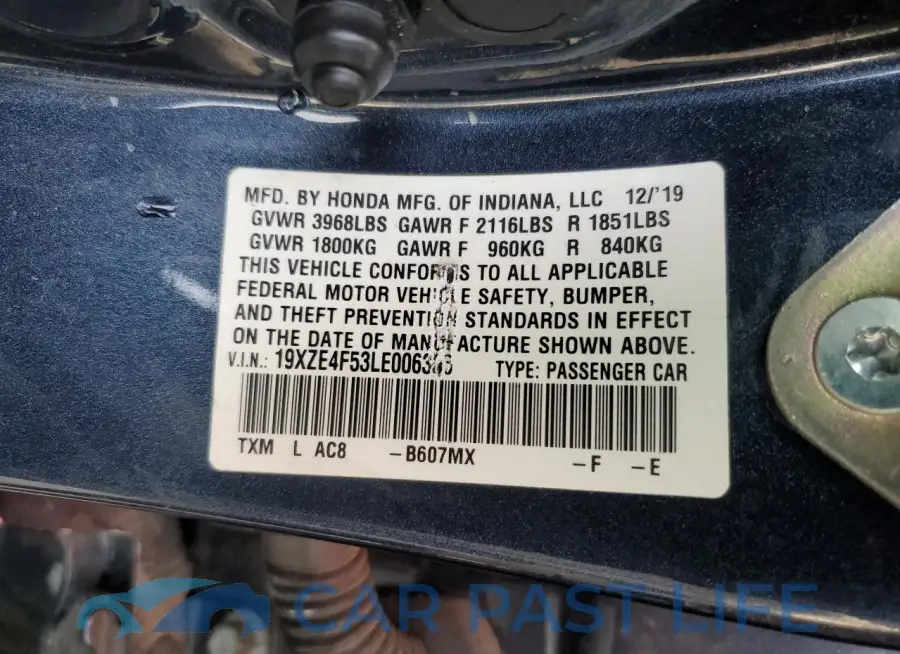 19XZE4F53LE006325# 13