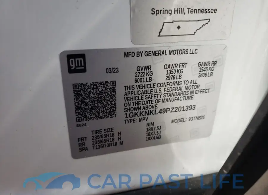 1GKKNKL49PZ201393# 13