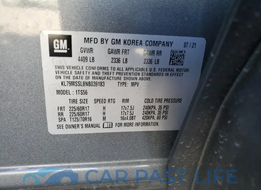 KL79MSSL8NB039183# 13