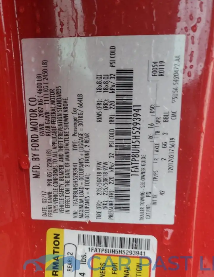 1FATP8UH5H5293941# 12