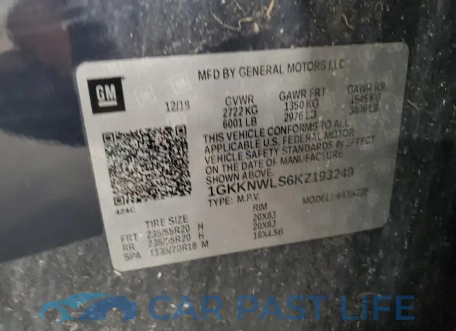 1GKKNWLS6KZ193249# 13