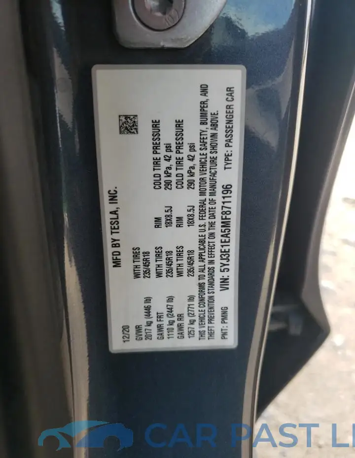 5YJ3E1EA5MF871196# 12