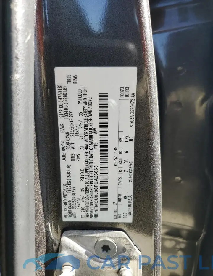 1FMCU0J96FUA26663# 12