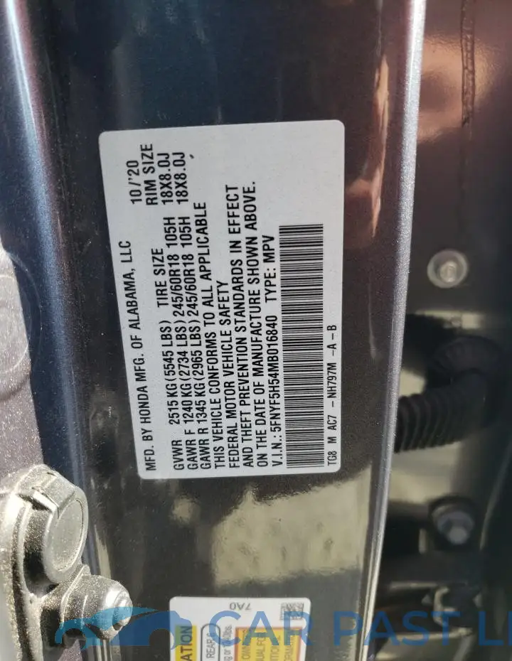 5FNYF5H54MB016840# 12