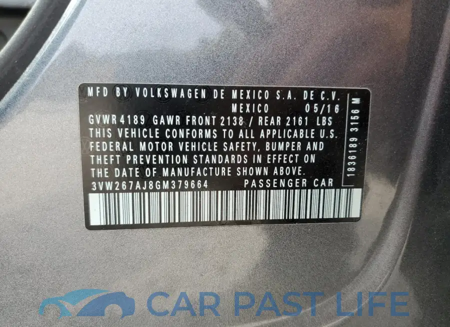 3VW267AJ8GM379664# 12