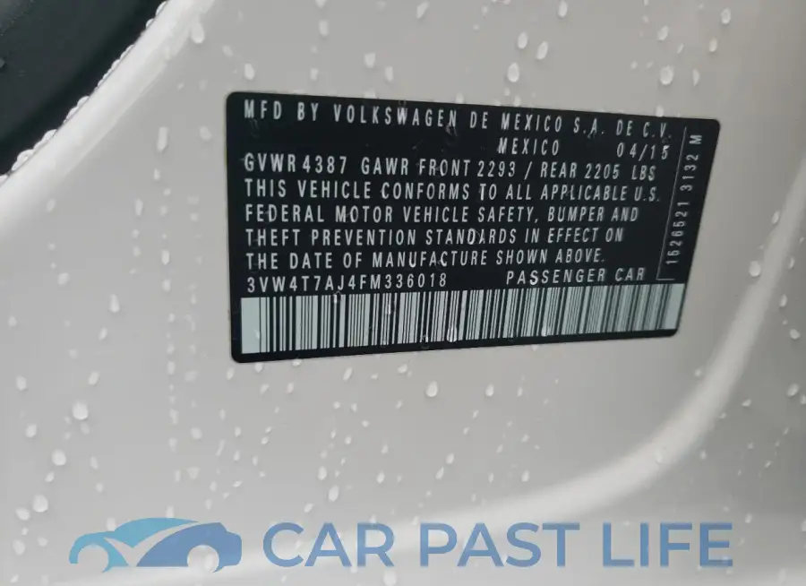 3VW4T7AJ4FM336018# 12