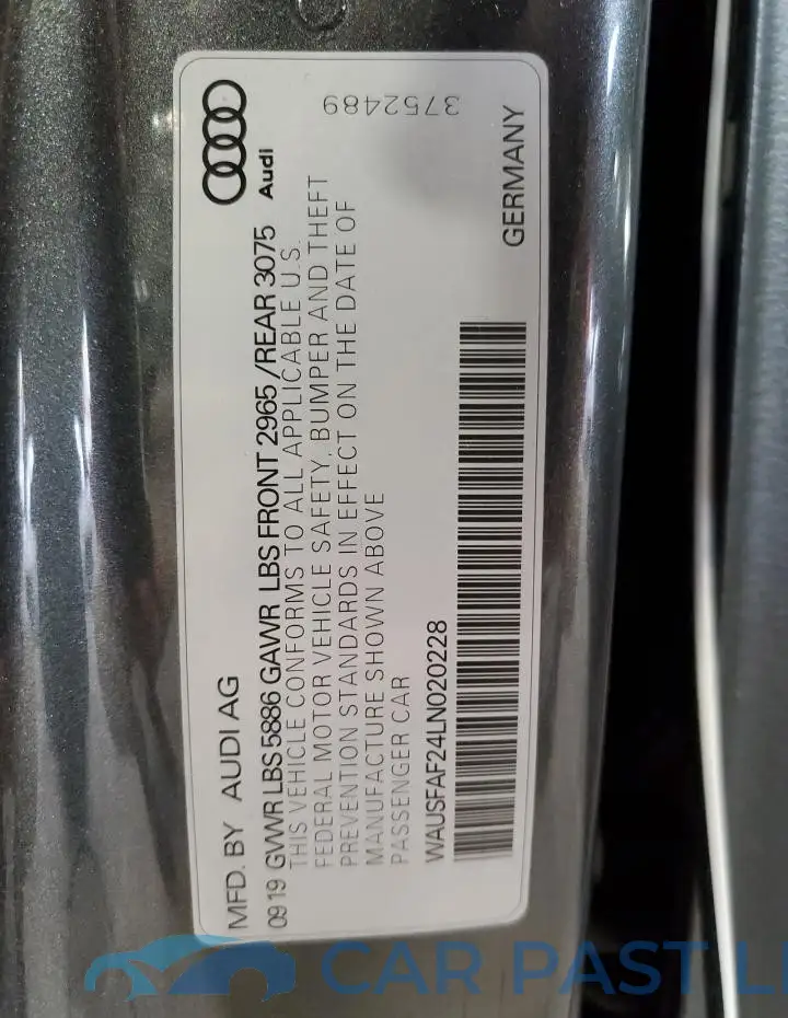 WAUSFAF24LN020228# 12
