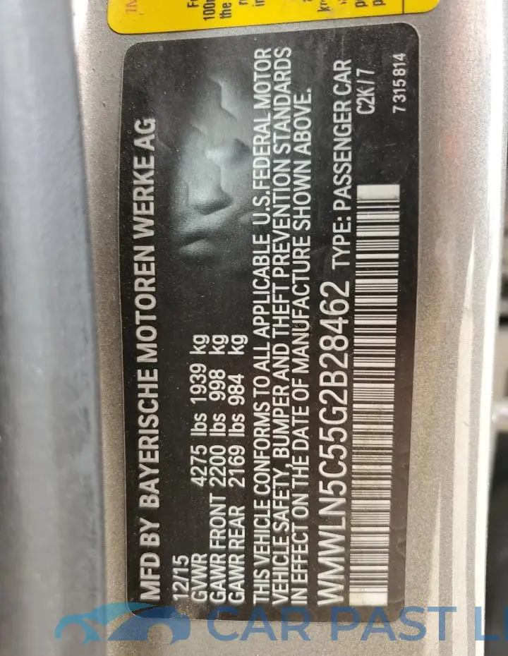 WMWLN5C55G2B28462# 13