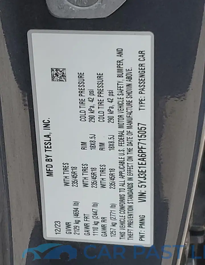 5YJ3E1EA6PF715057# 12