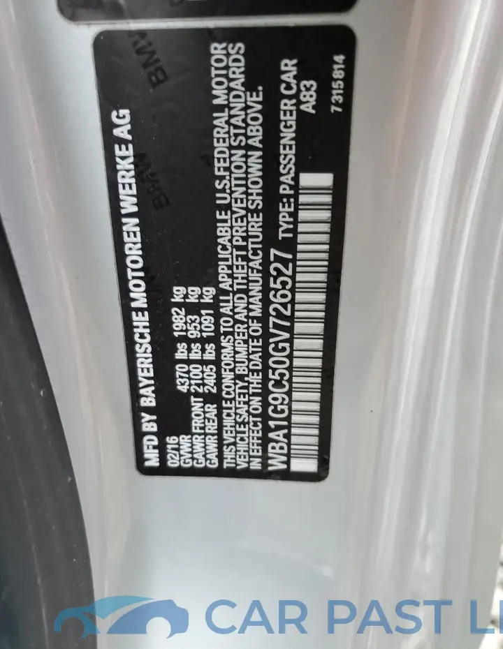 WBA1G9C50GV726527# 12