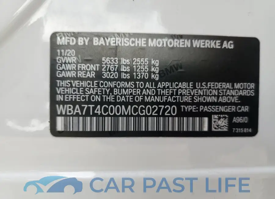 WBA7T4C00MCG02720# 12
