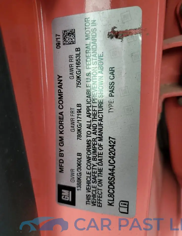 KL8CD6SA4JC420427# 12