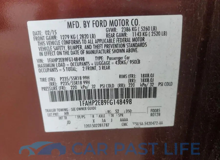 1FAHP2E89FG148498# 12