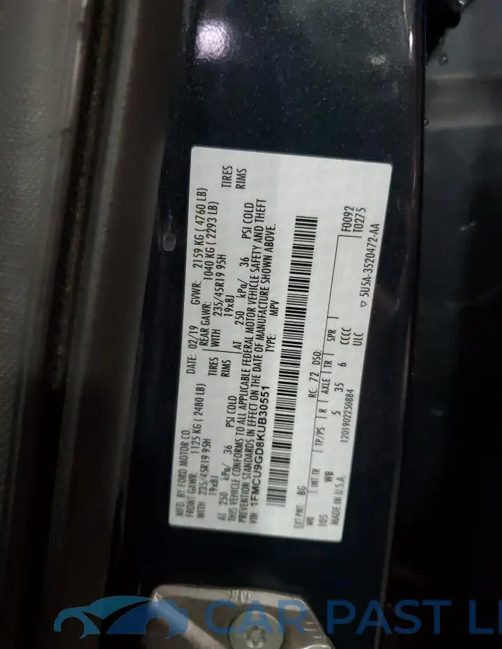1FMCU9GD8KUB30551# 14