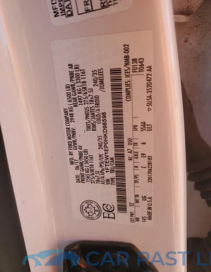 1FTEW1EP0HKD98598# 12