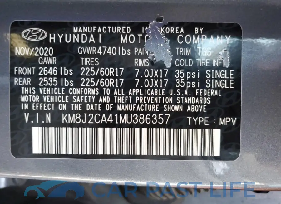 KM8J2CA41MU386357# 13
